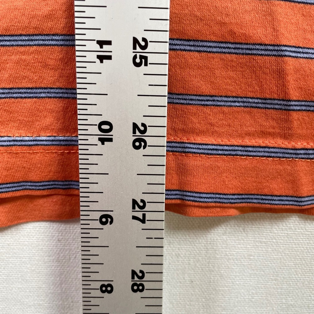 Amen Corner Masters Golf Polo Shirt Mens XL Orange Striped Pima Cotton Flaw‎ - Picture 5 of 8